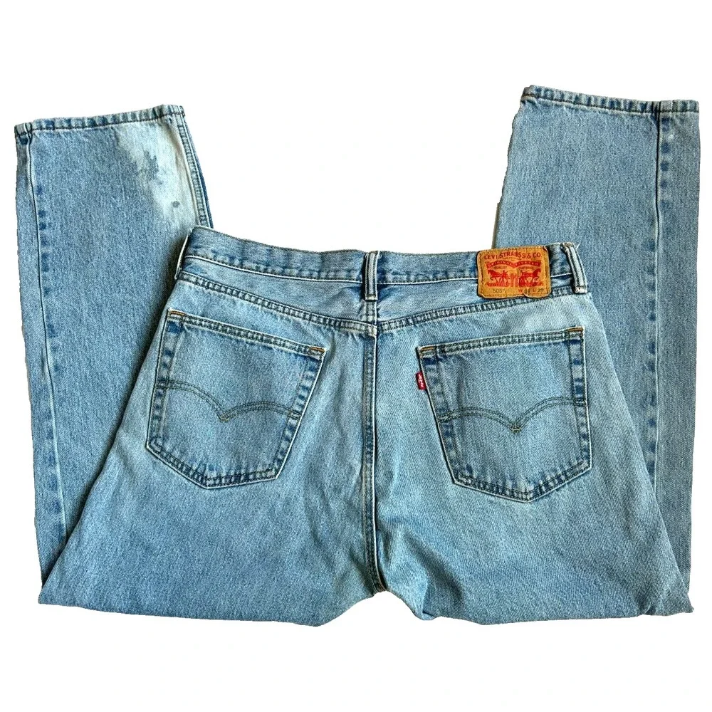 90's Levis 505 Denim Jeans Straight Leg Red Tab Five Pocket Blue Size 36 x 28.5
